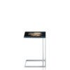 Tables and console tables - Eric end table in horn, glossy black lacquered wood and stainless steel - Arcahorn