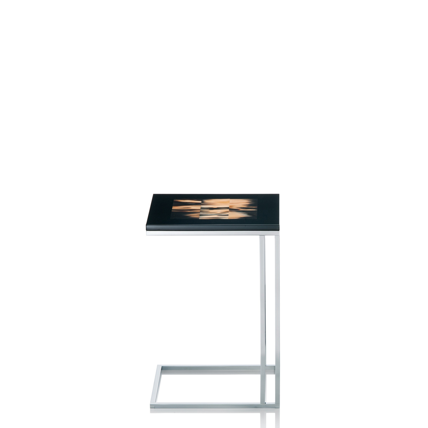  Tables and console tables - Eric end table in horn, glossy black lacquered wood and stainless steel - Arcahorn