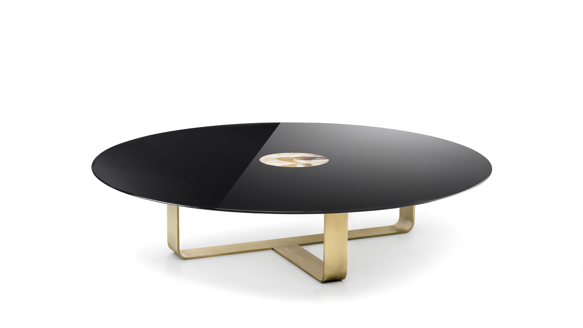 Tables and console tables - Giunone coffee table in horn and satin brass - cover - Arcahorn