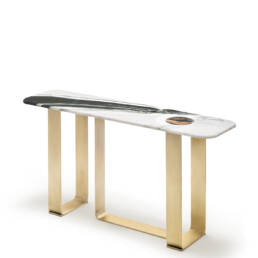 Tables and Console tables - Minerva console table in Dalmata marble and horn mod. 7005 - side view - Arcahorn