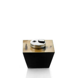 Office sets and smoking accessories - Bacco lighter in glossy black lacquered wood and horn - Arcahorn