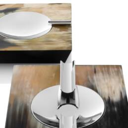 Office sets and smoking accessories - Bacco ash trays in horn and glossy black lacquered wood - detail - Arcahorn