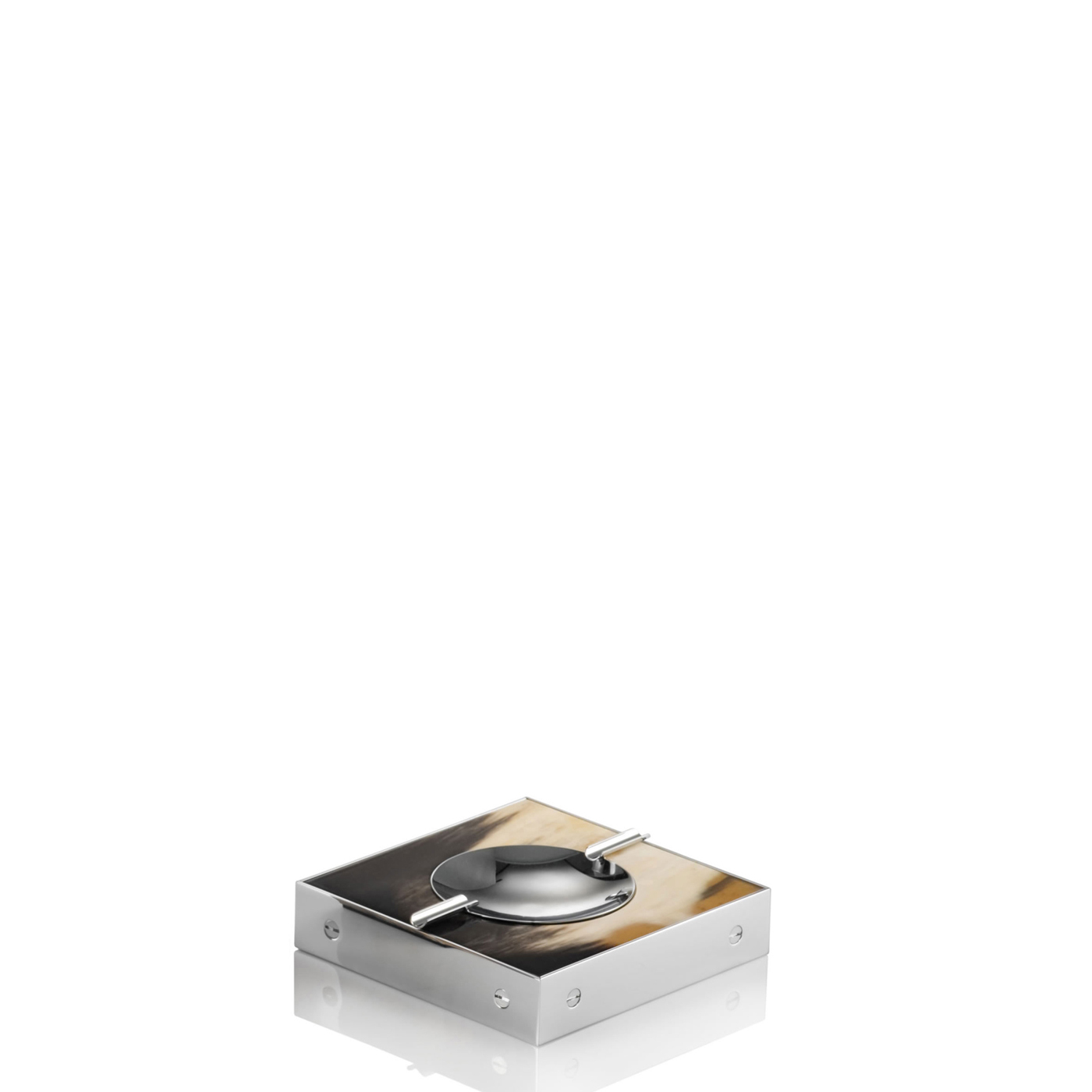 Office sets and smoking accessories - Cassio ashtray in horn and chromed brass mod. 1367 - Arcahorn