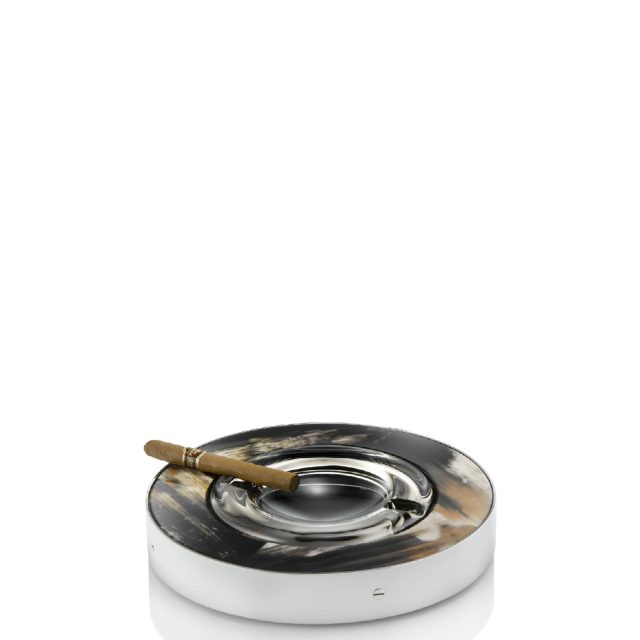 Office sets and smoking accessories – Eliseo ash tray in horn and stainless steel - Arcahorn