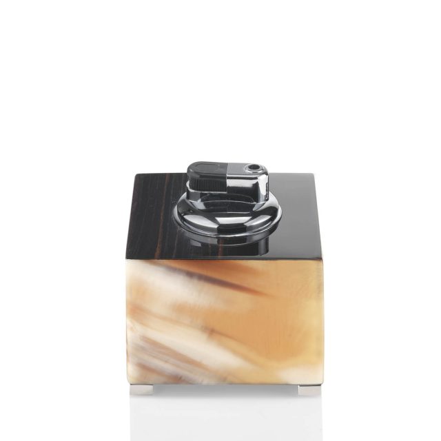 Office sets and smoking accessories  - Teodoro lighter in glossy ebony and horn - Arcahorn