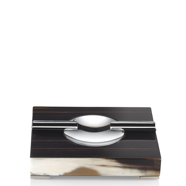 Office sets and smoking accessories - Teodoro ash tray in horn and glossy ebony - Arcahorn