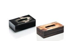 Bath sets - Armida tissue box holder in horn and glossy ebony or glossy black lacquered wood - cover - Arcahorn