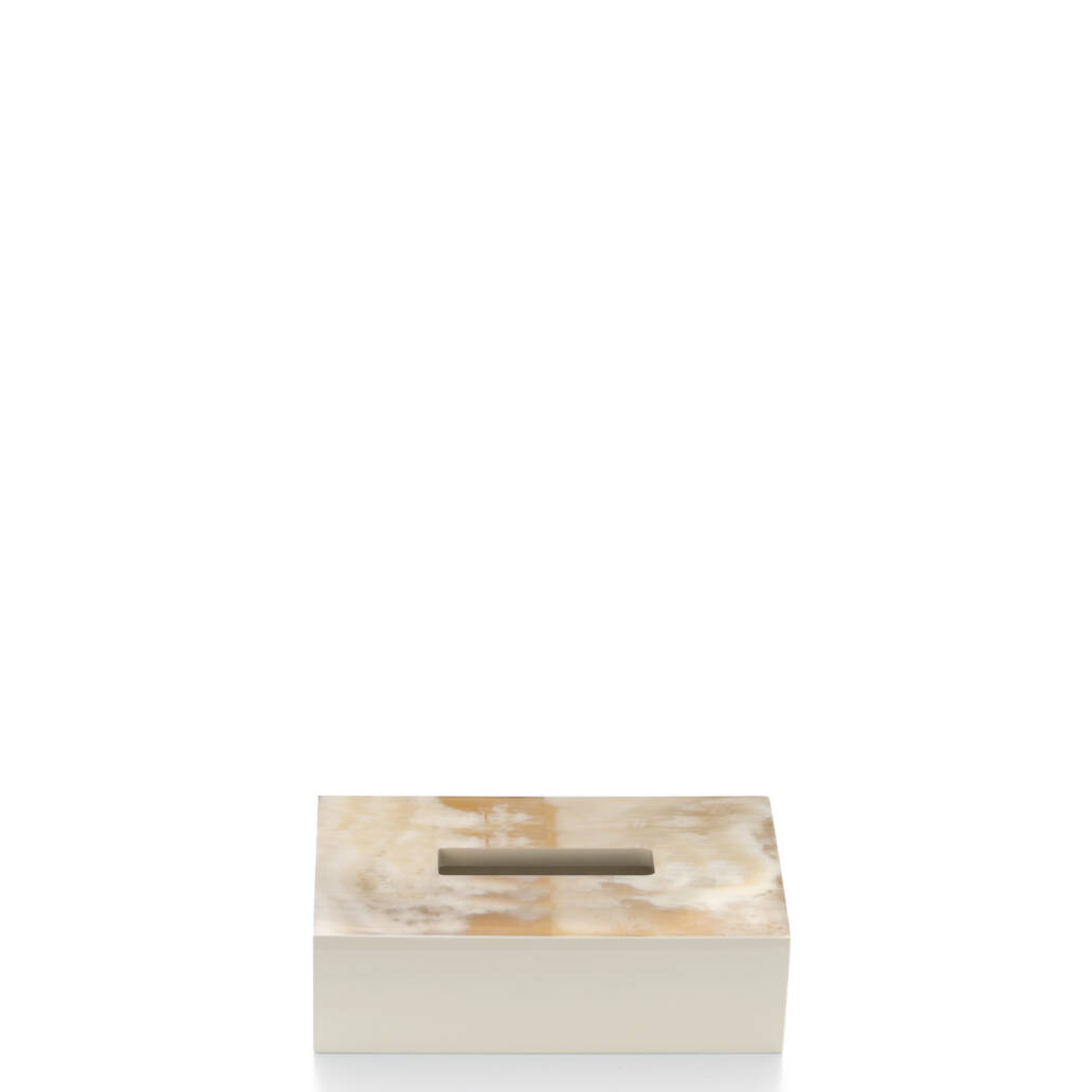 Office sets and smoking accessories - Geremia tissue box holder in horn and  lacquered wood- Arcahorn