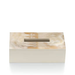 Bath sets - Armida tissue box holder in horn and glossy ivory lacquered wood - ambiance picture - Arcahorn