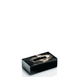 Bath sets - Armida tissue box holder in horn and glossy black lacquered wood - Arcahorn