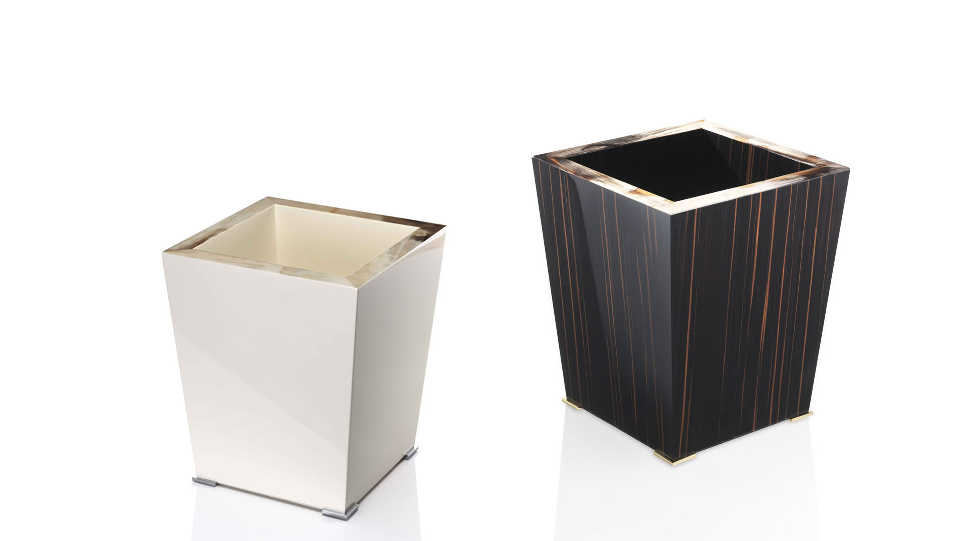 Bath sets - Fedro waste paper basket in wood and horn - cover - Arcahorn