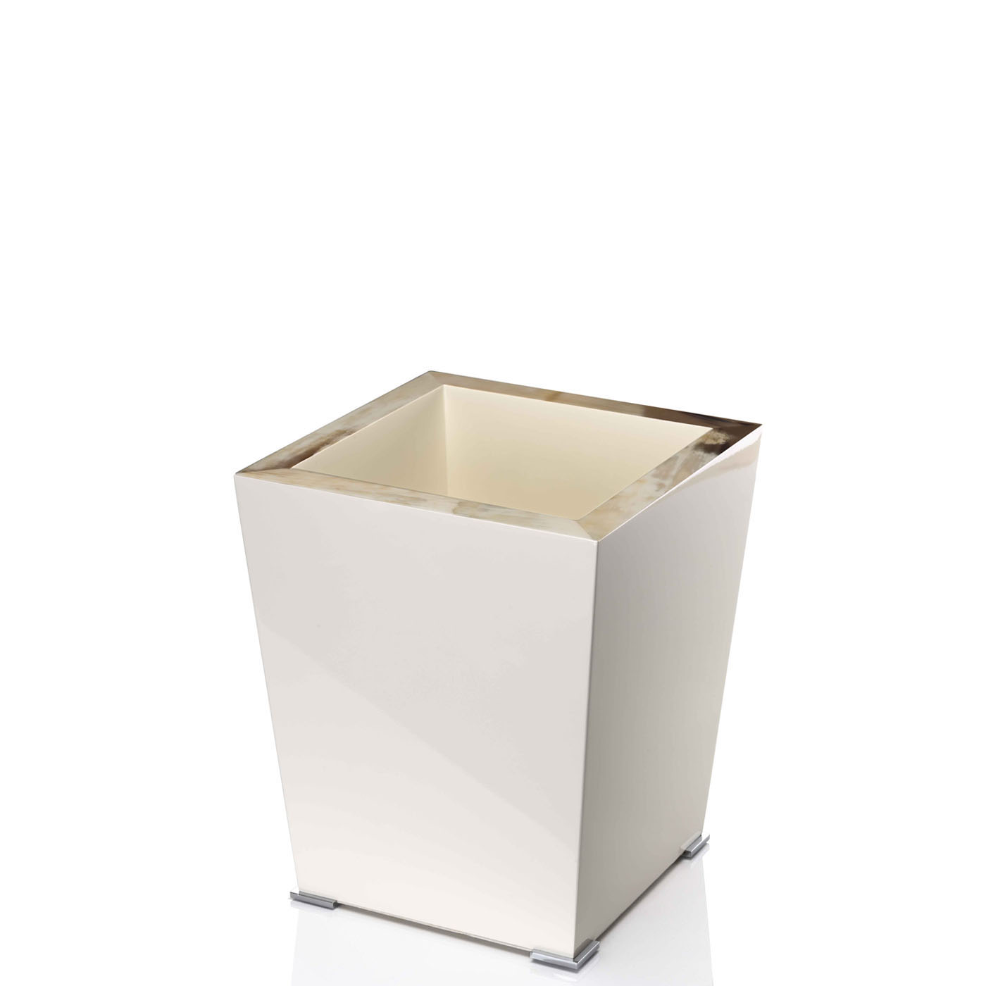 Bath sets - Fedro waste paper basket in horn and glossy ivory lacquered wood - Arcahorn