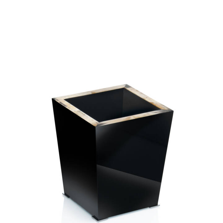Bath sets - Fedro waste paper basket in horn and glossy black lacquered wood - Arcahorn