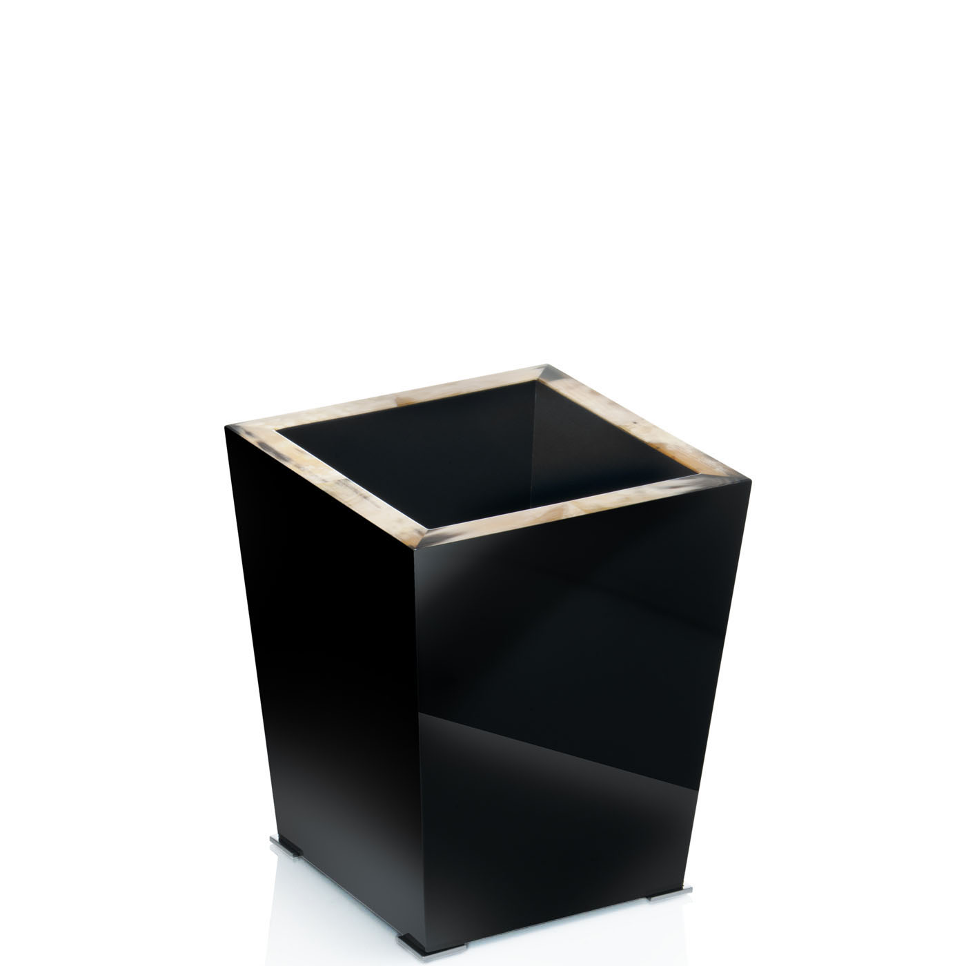 Bath sets - Fedro waste paper basket in horn and glossy black lacquered wood - Arcahorn