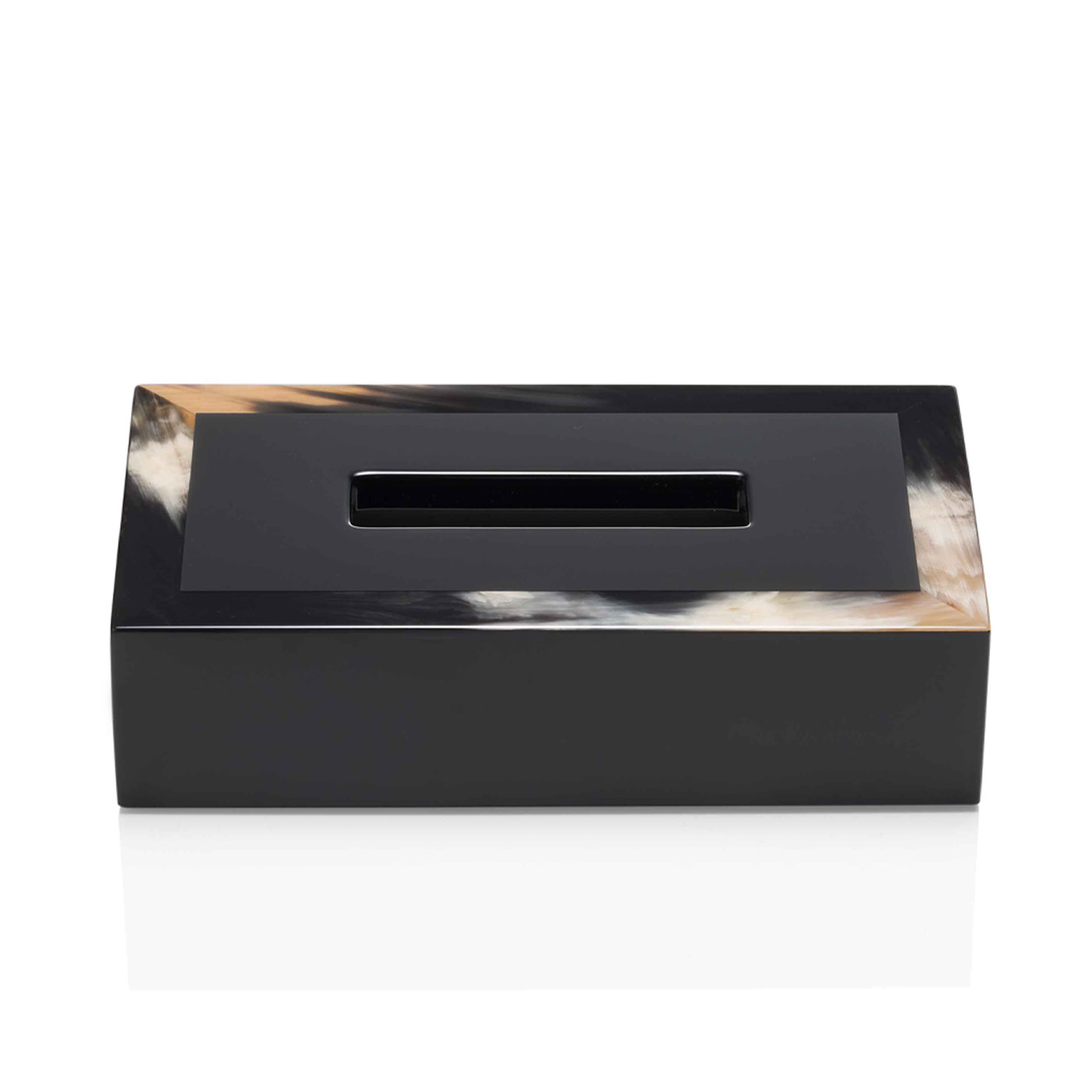 Bath sets - Geremia tissue box holder in horn and glossy black lacquered wood 5318s - Arcahorn