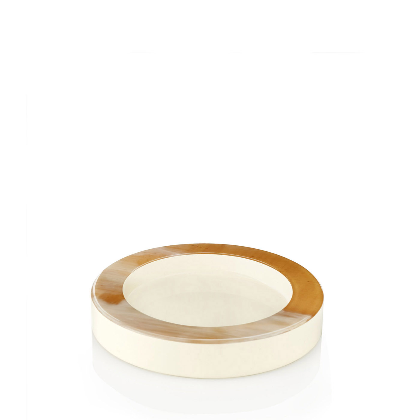 Tableware - Adele Round wine coaster in horn and glossy ivory lacquered wood - Arcahorn