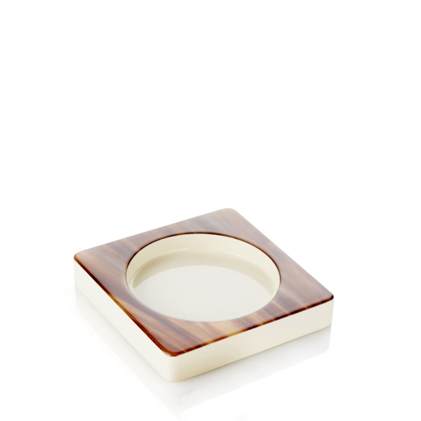Tableware - Adele Square wine coaster in horn and glossy ivory lacquered wood - Arcahorn