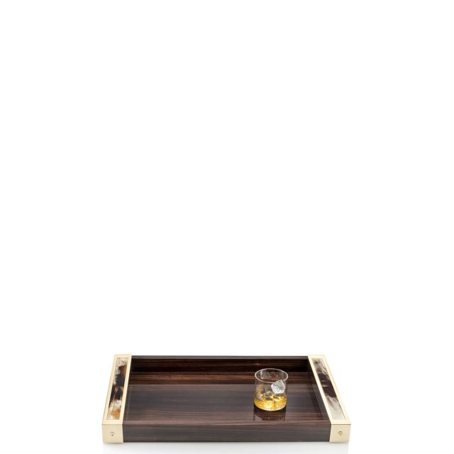 Tableware - Mida tray in horn and Amara ebony veneer - cover - Arcahorn