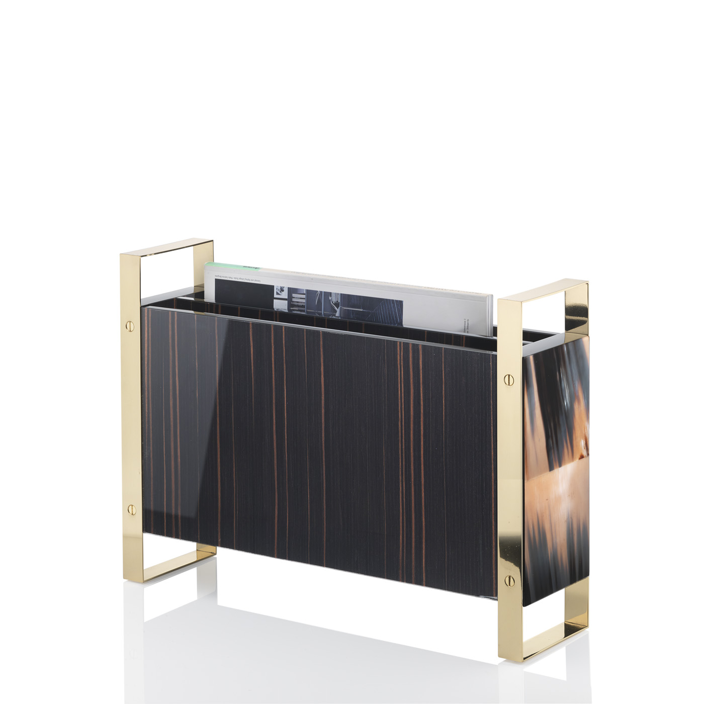 Coat stands and complementary furniture - Dante magazine rack in horn and glossy ebony - Arcahorn