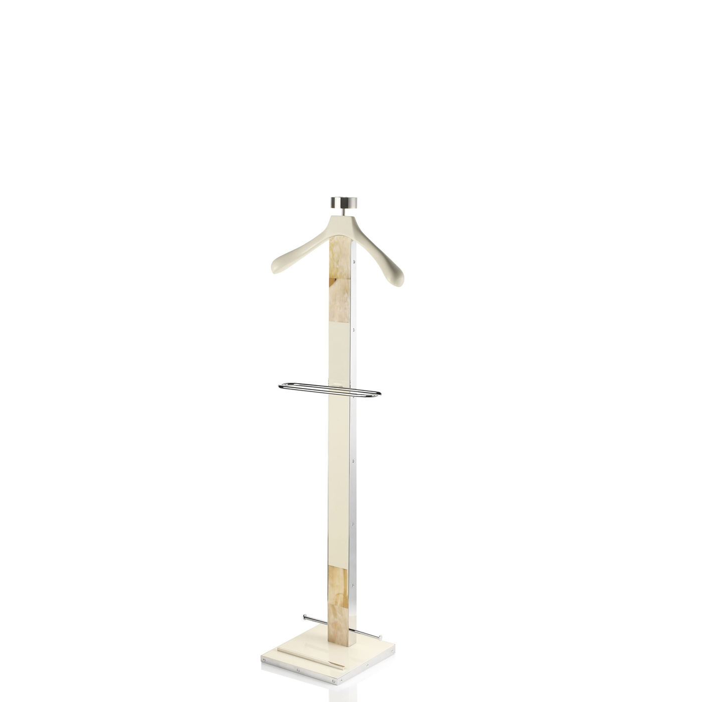 Coat stands and complementary furniture - Levanzo wardrobe valet in wood with lacquered ivory gloss finish and horn - Arcahorn