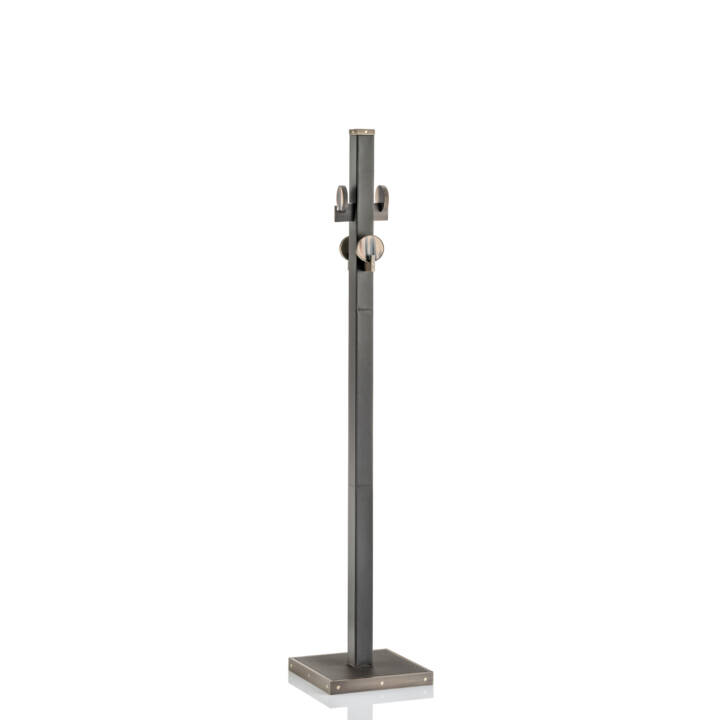 Coat stands and complementary furniture - Linosa coat stand in dark brown leather and horn - Arcahorn