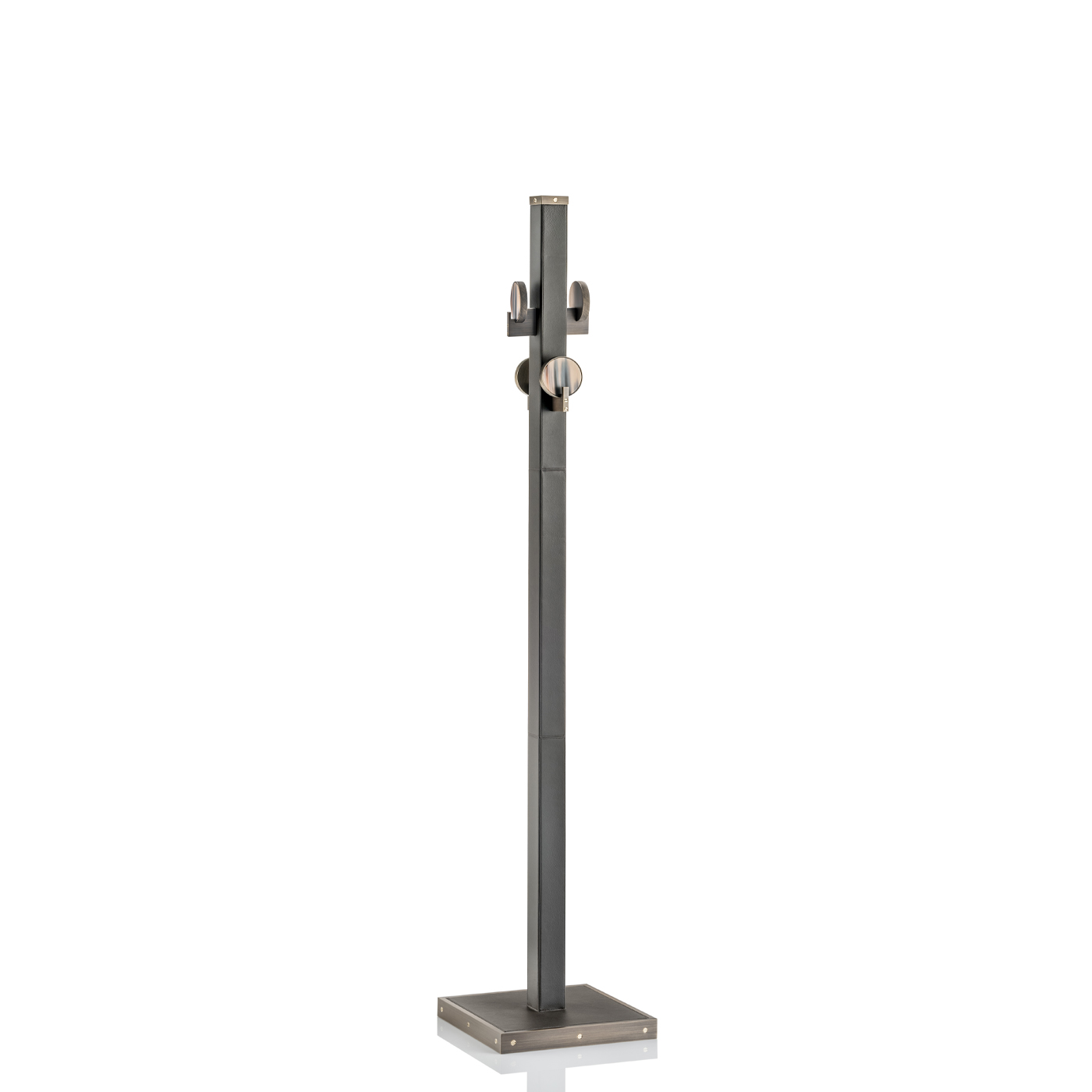 Coat stands and complementary furniture - Linosa coat stand in dark brown leather and horn - Arcahorn