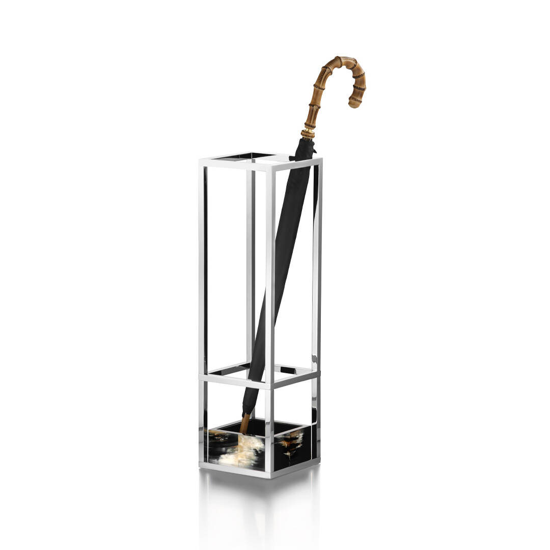 Coat stands and complementary furniture - Pluvio umbrella stand in horn and stainless steel - cover - Arcahorn