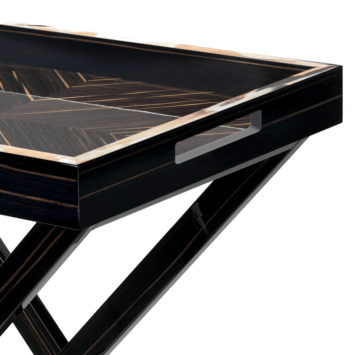 Trolleys and Butlers serving tables - Elba butlers serving table in horn and glossy ebony - detail - Arcahorn