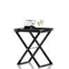 Trolleys and Butlers serving tables - Elba butlers serving table in horn and glossy black lacquered wood - Arcahorn