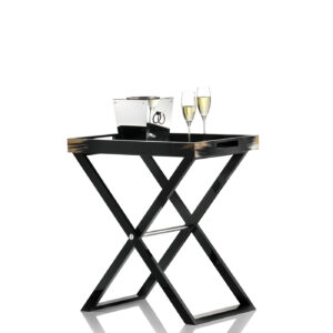 Trolleys and Butlers serving tables - Elba butlers serving table in horn and glossy black lacquered wood - Arcahorn