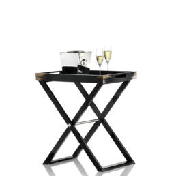 Trolleys and Butlers serving tables - Elba butlers serving table in horn and glossy black lacquered wood - Arcahorn