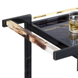 Trolleys and butlers serving tables - Elia trolley in glossy ebony and horn - detail - Arcahorn