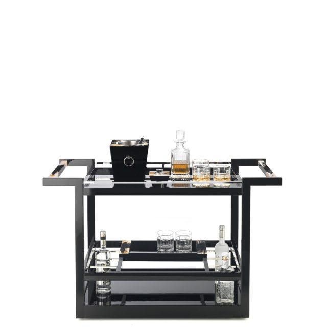 Carrelli e pliant - Elia carrello in legno laccato nero e corno - Arcahorn