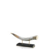 Sculptures - Cigno horizontal sculpture in horn and glossy black lacquered wood - Arcahorn