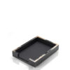 Office sets and smoking accessories - Calipso A4 letter tray in horn, glossy black lacquered wood and leather - Arcahorn