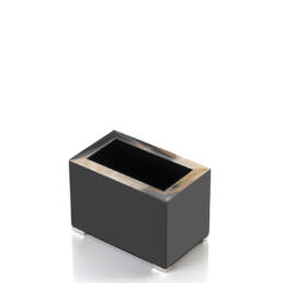 Office sets and smoking accessories - Calipso pen holder in horn, wood with glossy black lacquered wood and leather - Arcahorn