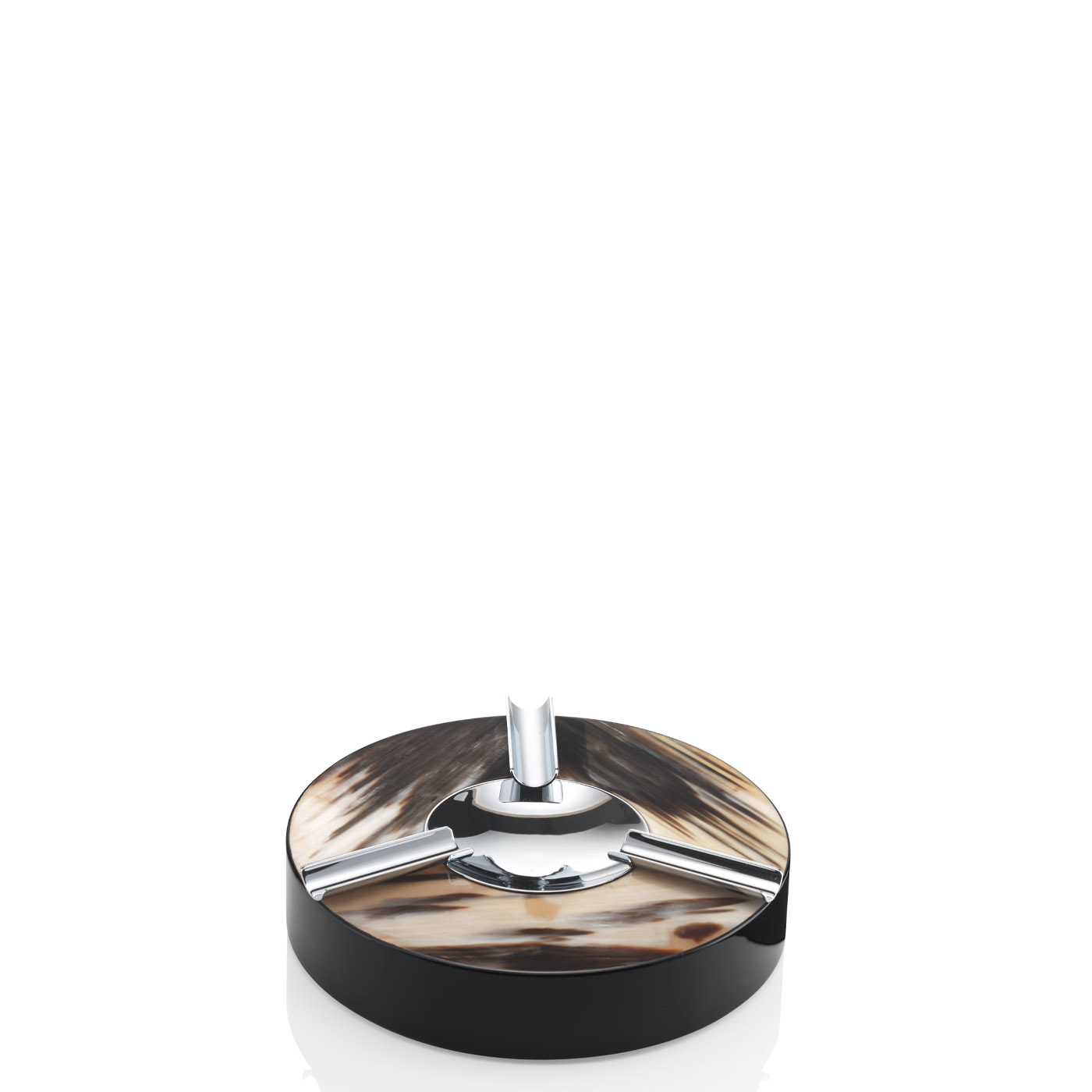 Office sets and smoking accessories - Clinio ash tray in horn and glossy black lacquered wood - Arcahorn