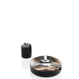 Office sets and smoking accessories - Clinio smoking set in horn and glossy black lacquered wood - Arcahorn