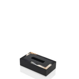 Office sets and smoking accessories - Geremia tissue box holder in horn and glossy black lacquered wood - Arcahorn