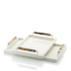 Tableware - Isacco tray in horn and glossy ivory lacquered wood - Arcahorn