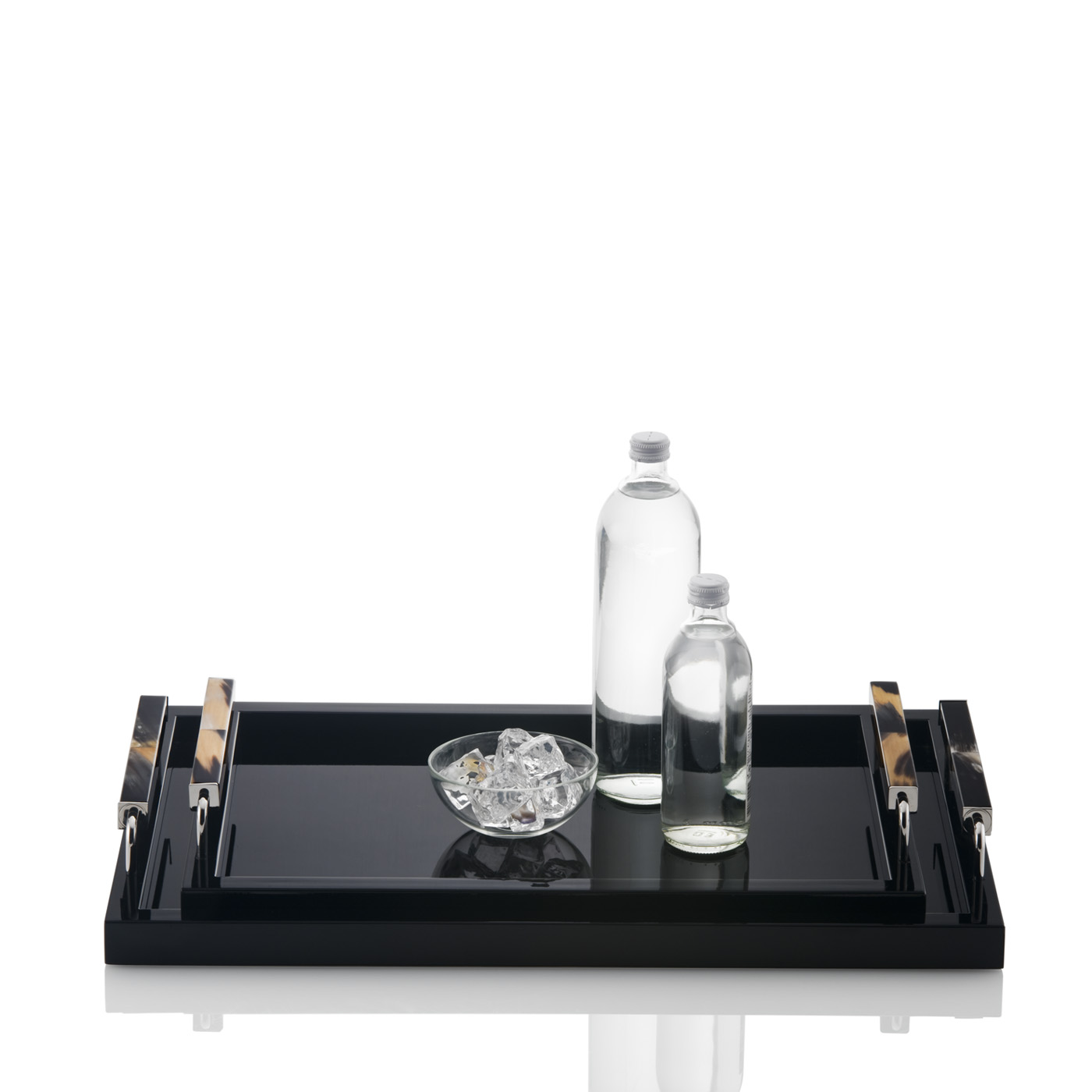 Tableware - Isacco tray in horn and glossy black lacquered wood - Arcahorn