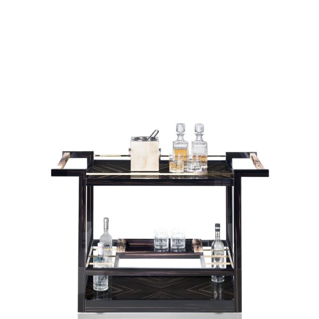 Carrelli e pliant - Elia carrello in ebano glossy e corno - Arcahorn