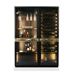Cabinets and bookcases - Manhattan wine cellar in horn and Makassar ebony veneer 4450 - Arcahorn