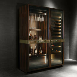 Cabinets and bookcases - Manhattan wine cellar in horn and Makassar ebony veneer mod. 4450 - detail - Arcahorn