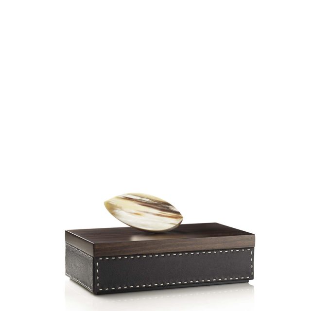 Picture frames and boxes - Capricia box in horn, leather and Amara ebony veneer mod. 4477 - Arcahorn