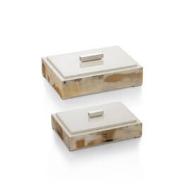 Cornici e scatole - LEA Scatole in legno laccato lucido colore avorio - ambientata - Arcahorn