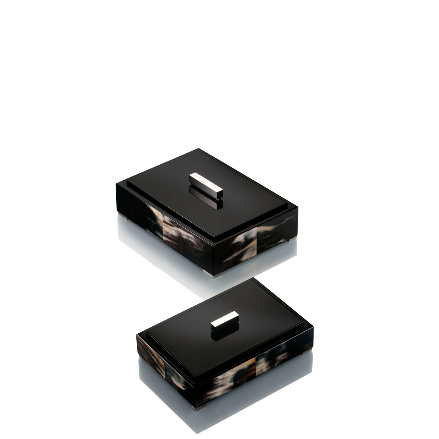 Picture frames and boxes - Lea boxes in horn and glossy black lacquered wood - Arcahorn