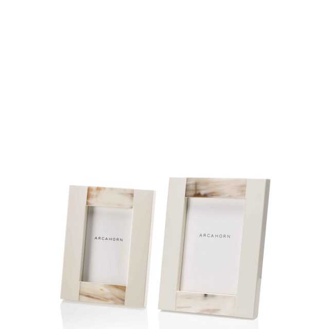 Cornici e scatole - Medea Portafoto in corno e legno laccato lucido colore avorio - Arcahorn