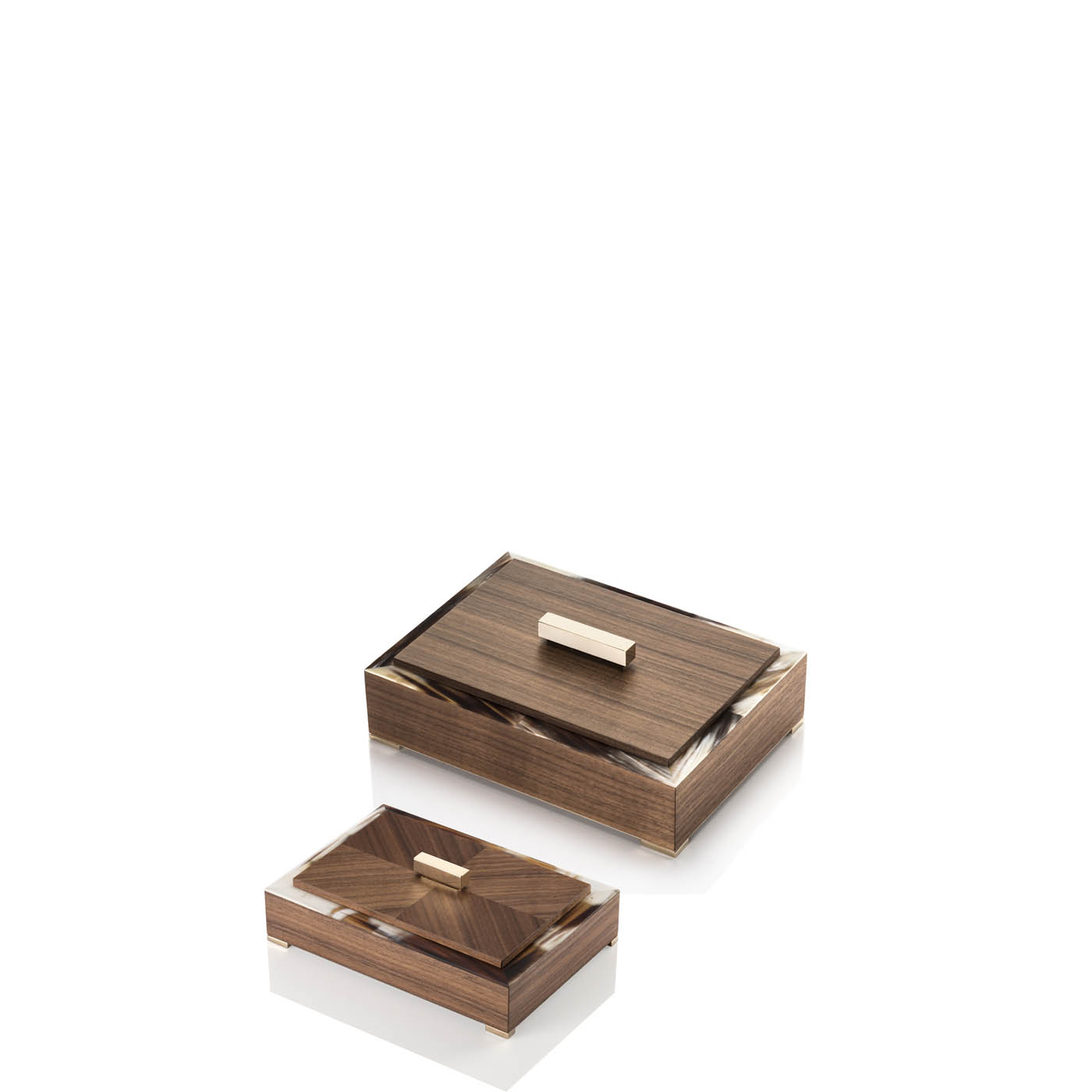 Picture frames and boxes - Selene boxes in horn and Canaletto walnut veneer - Arcahorn