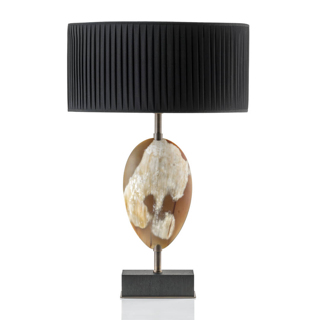 Lampade - Eclisse lampada da tavolo in corno opaco e ottone brunito - copertina - Arcahorn
